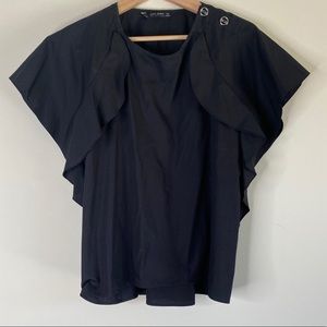 ZARA BASIC Top Ruffle and Shoulder Buttons…
